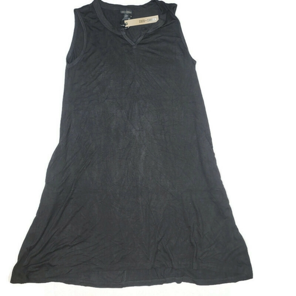 Coco + Carmen NWT tasia split neck dress black S/M - Picture 3 of 7